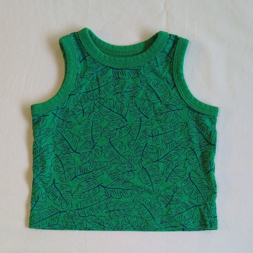joe fresh tropical palm summer tank top green cotton 6-12 months baby boys